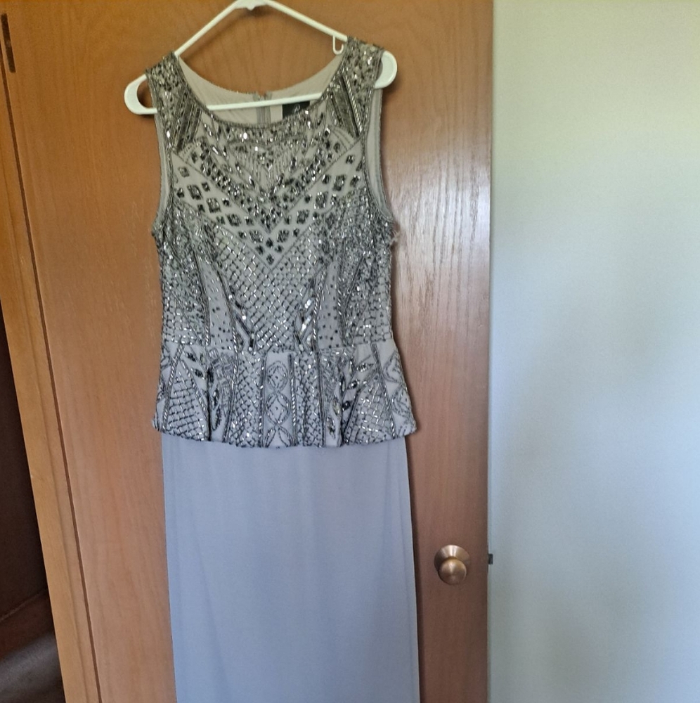 Adrianna Papell Beaded Peplum Dress 4 Preowned Mother of Bride Lo… - Picture 2 of 7